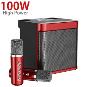 Hoparlörler 100W Yüksek Güçlü Kablosuz Taşınabilir Mikrofon Bluetooth Hoparlör Ses Aile Partisi Karaoke Subwoofer Boombox Caixa De Som YS203