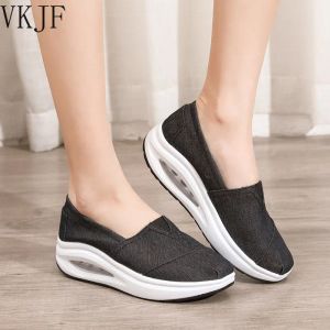 Boots Platform Sneakers Women 2023 Summer New Canvas Rocking Shoes Wedge Casual Size 41 Non Slip Woman Soft Sole Walking Shoes