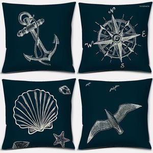 Pillow Anchor Nautical Series Printed Square Home Decoration Pillowcase (45 cm 45 cm)