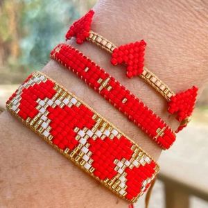 Strand Mosengkw Gold Rot Farbe Mode Herz Miyuki Armband Einfache Boho Handgemachte Glasperlen Set