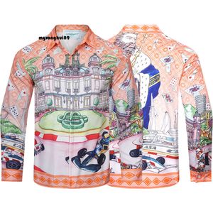 Casablanca camiseta King Orange Padrão Estampado Seda Unissex Flor Siciliana Férias Camisa de Manga Comprida