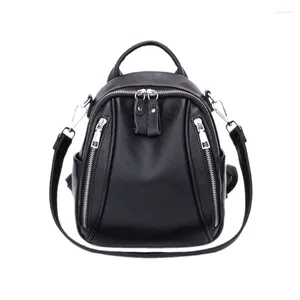 Mochila DOME Mulher Mini Bolsa De Couro Anti Roubo Preto Pequeno Ombro Feminino Viagem Menina Backbag