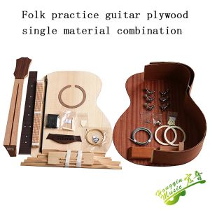 Gitarre Akustikgitarre DIY Kit Folk Ballade Einzelgitarre Zubehörpaket Fichte Massivholz Seite Rückseite Sperrholz Palisander Griffbrett