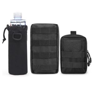 Çantalar 3pcs Taktik Askeri Molle Bag Bel Pack EDC Şişe Çantası Erkek Açık Av Kampı Bel Çanta Araçları Cep Telefon Paketi Camo