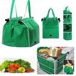 Förvaringspåsar Eco Friendly Trolley Tote Thicken Cart Stora kapacitet Fällbar återanvändbar väska