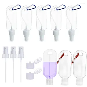 Storage Bottles 10Pcs Empty 30/50/60ml Portable Clear Travel With Carabiner Flip & Spray Lids Containers For Alcohol Liquid Hand Rubbing