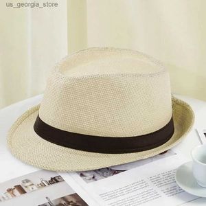 Wide Brim Hats Bucket Hats Unisex Summer Beach Sun Street Panama Jazz Top Hat Cowboy Fedora Hat Womens Folding Outdoor Travel Sun Hat Y240319