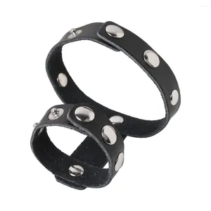 Party Decoration Adjustable Leather Two-ring Penis Testicle Cage Cock Ring Erection Enhancing Harness Belt G-string Thong Gay Underwear