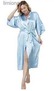 Kvinnors sömnkläder plus storlek S-xxxl Rayon Bathrobe Womens Kimono Satin Long Robe Sexig underkläder Klassisk nattklänning Sleepwear med Beltc24319