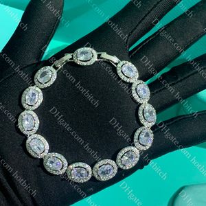 Clássico brilhando diamante pulseiras designer pulseira de prata esterlina para mulheres luxo charme pulseira mulheres alta qualidade corrente jóias com caixa