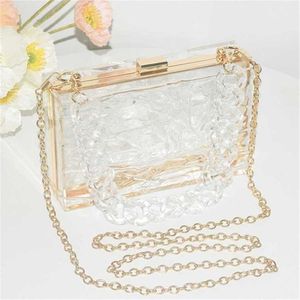 Top Umhängetaschen Transparente Designer-Handtaschen Dinner Bag Water Small Square One Shoulder Tote Chain Hand Held Womens 240311