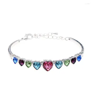 Bangle BN-00068 2024 In Braccialetti di cristallo del cuore del polsino Argento placcato Jwellery per le donne Delicato braccialetto Regali personalizzati