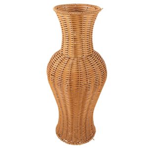 ラタン織り花花瓶の素朴なアレンジメント容器