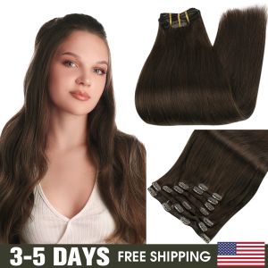 확장자 전체 광선 클립 헤어 확장자 인간 머리카락 검은 색 7pcs 80105g 힌트 헤어 클립 extentions remy hair 1024inch