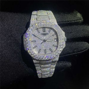 Relógio de luxo relógios para homens mulheres mecânicas iced para fora moda bling dial moldura banda vvs moissanite marca superior suíço digners