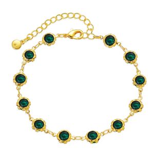 24Copper Wind Plated Genuine Gold French Style Set With Dark Green Zircon Texture Exquisite Bracelet Bracelet