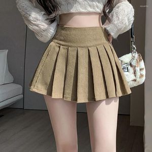 Röcke Herbst Winter Retro frauen Cord Falten Rock 2024 Hohe Taille Casual Vintage Schule Kurze Saias Femme