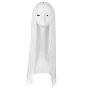 Synthetic Wigs Cosplay Wigs Fei-Show Costume Wig Synthetic Heat Resistant Fiber Long Straight White Hair Halloween Carnival Cos-play Events Women Hairpiece 240329