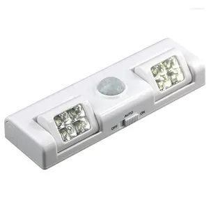 Nachtlichter 90 Grad 8 LED Light PIR -Bewegungssensor Lampe unter Kabinett Batterie Strom für Schubladengarderobe Treppe