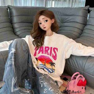 Tasarımcı Paris High Edition B Home Sunset Tower Baskılı Hoodie Back B Modaya Grafti Bat Mektubu T-Shirt6ov9