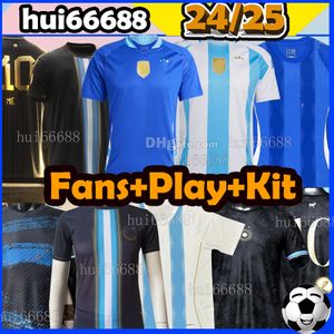 23 24 25 Soccer Jerseys Maradona Dybala fans spelar målvakt 2024 2025 Argentinas Men Kids Kits Football Shirt