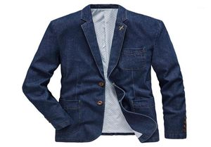 MEN039S Ceketler M4XL Denim Blazer Men Ceket Pamuk Sonbahar Bahar Moda Erkek Giysileri İnce Fit Business Jean Coats Casual Sui7172259