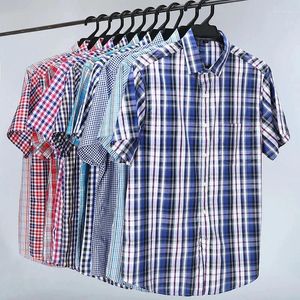 Camisas casuais masculinas 6xl 5xl 7xl 8xl 10xl plus size moda estilo clássico algodão confortável xadrez camisa de manga curta masculino