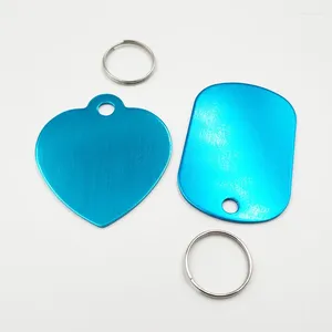 Hundtagg 5st -ID -taggar Namn Krage Pendant Blank Aluminium Alloy Heart Oblong Shape Cat Puppy Pet Accessories Random Color