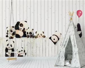 Sfondi Diantu Carta da parati personalizzata Nordico in bianco e nero Cartoon Panda Camera dei bambini Sfondo Muro Soggiorno Camera da letto 3d