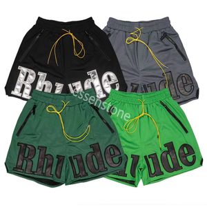 Summer Rhude Mens Shorts Designer Shorter Men Women Swim Short Cashew Flower Knit Drawstring Capris Men Couples Joggers Sportswear Loose Casual Beach Sweatpants