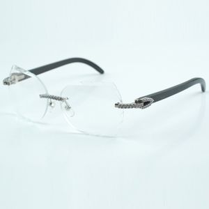 Mikroskurna fashionabla transparenta linser med medelstora diamant 8300817 med naturlig svart eller vit buffelhorn benstorlek 18-140 mm