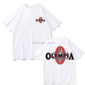 Men's T-Shirts Hot Sale Olympia Fitness Mens High Quality Short Sleeve T-Shirts Mens Gyms 100% Cotton Round Neck T-Shirts 240319