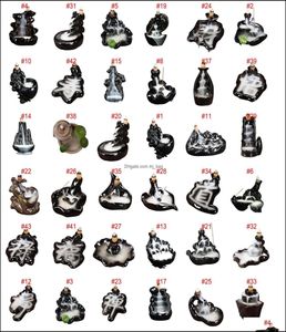 Hem dofter Decor Garden 38 Style Ceramic Glaze Waterfall Backflow rökelsebrännare Censer Holder Cones Stick Smoke Cone3609802