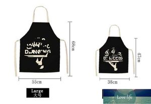 All-Match Cotton and Linen Printing Creative European och American Simple Black and White Color Printing Apron Factory Direct Supply grossist