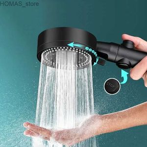 Bathroom Shower Heads 5 modes of adjustable high-pressure shower one key water blocking massage shower head water-saving black shower bathroom accessories Y240319