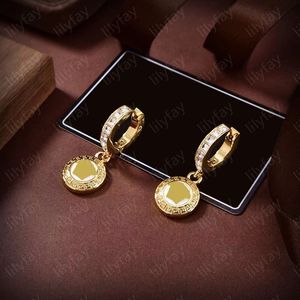 Designerörhängen för kvinnor Luxury Gold Pendant Ear Line Diamonds Hoop Earring Brand Letters Womens Stud Fashion Jewelry 925 Silver 8 Colors With Box New -7