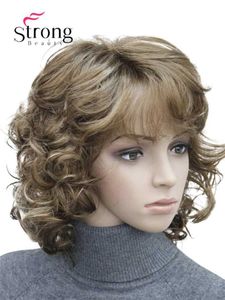 Syntetiska peruker cosplay peruker starkt beauty korta tousled curls brownauburnblonde full syntetiska peruker färgval 240328 240327