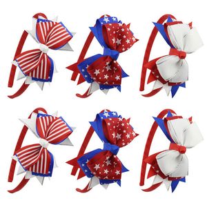 Dziewczyna US Flag Hair Sticks American Independence Day Bow Hair Hoops Swallowtail Nekury Narodowy Dzień Prezenty dla dzieci