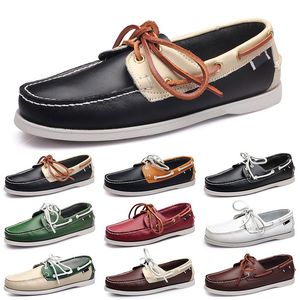 Sapatos casuais masculinos preto lazer prata taupe dlives marrom cinza vermelho verde andando baixo macio multis couro masculino tênis ao ar livre formadores sapatos de barco respirável aa014