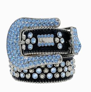 Projektantka mody mężczyzn Kobiety BB Simon Belt Luksusowy projektant z vintage pin klamra Pasek 20 Kolor Crystal Rhinestone Cosplay Pasplay Opracuj faworyzę ocean zbiera szachy