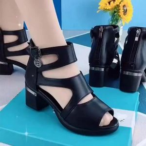 Boots Women's Block Heel Shoes 2023 Summer Vintage Peep Toe Ankle Strap Women's Sandals New Office Woman Platform Casual Sandalias