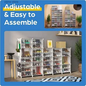 Storage Holders Racks Up to 72 pairs of shoe management cabinets portable shoe racks with transparent plastic stackable doors lids and hooks Y240319