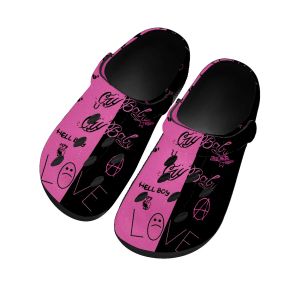 Sandaler Hot Hip Hop Rapper Lil Peep Home Clogs Custom Water Shoes Mense Womens Teenager Shoes Garden Clog Breattable Beach Hole Slippers
