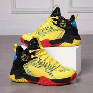 Basketball Shoes Boys Brand Yellow Kids Sneakers Thick Sole Non-slip Children Sports Child Boy Basket Trainer Girls