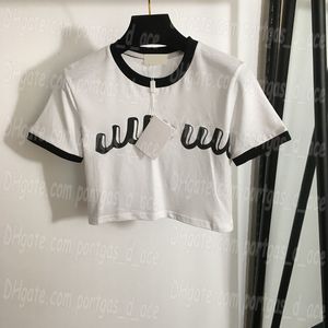 Camiseta feminina recortada manga curta casual tops verão legal respirável camisas de cores contrastantes