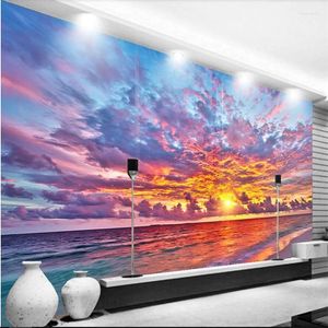 Wallpapers Diantu Costom Sunset Fire Burns Beautiful TV Background Wall Custom Large Mural Green Silk Wallpaper Papel De Parede Para Quarto