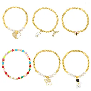 Charm Bracelets Clearance For Women / Low Price Beaded Chain Gold Plated Jewelry Brtf25