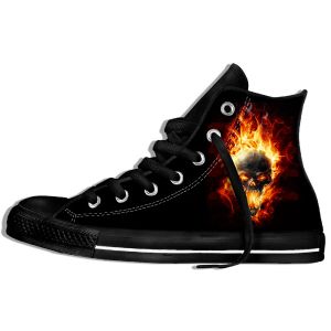 Sapatos Hot Cool Skull Men/Women Women Amarelo Flame mais recente tênis anime Anime Hip Hop Novos sapatos leves sapatos de tábua respirável alta