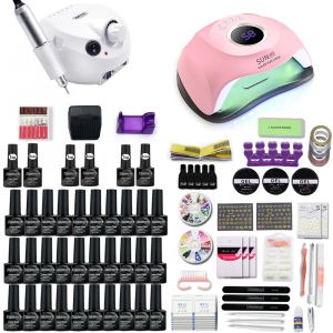 Kit Set per unghie 102030 Smalto per unghie gel colorato con lampada UV/led 120w Asciugatore per unghie e trapano per unghie 35000rmp Hine per set per manicure