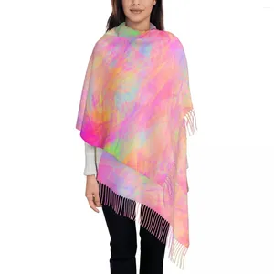 Шарфы Неоновая краска шарф с кисточкой Tie Dye Print Теплые мягкие шали Wrpas Lady Design Head Осень Y2k Забавный Bufanda